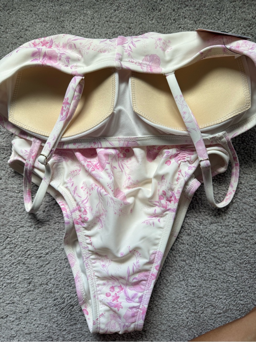 Shade & Shore Pink Floral Ruched One-Piece NWT - Picture 3 of 8